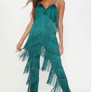 PRETTYLITTLETHING TASSLE PLUNGE JUMPSUIT